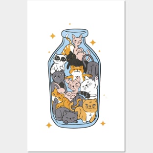 Cats in a Bottle Posters and Art